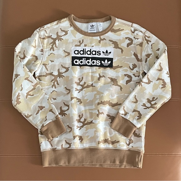 Adidas Originals Youth Crewneck Sweatshirt Beige Camo - Picture 11 of 14